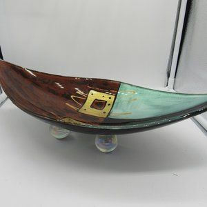 ART GLASS HOME DECOR.  15 X 7 X 5.  HAND PAINTED AND SIGNED.